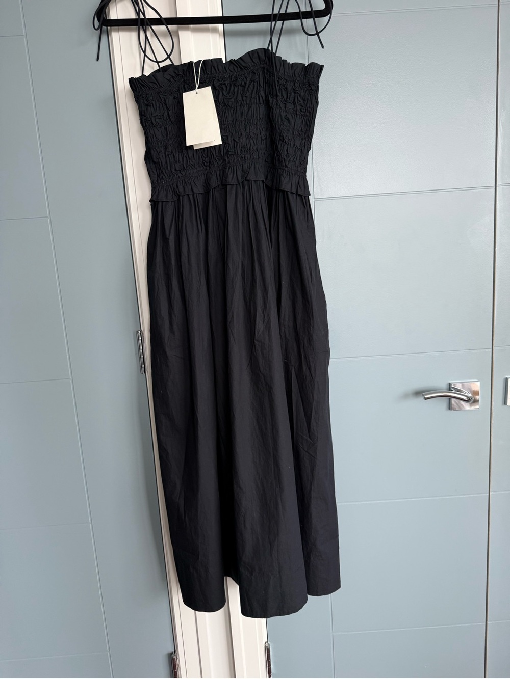 Ulla Johnson Black Smocked Midi Dress